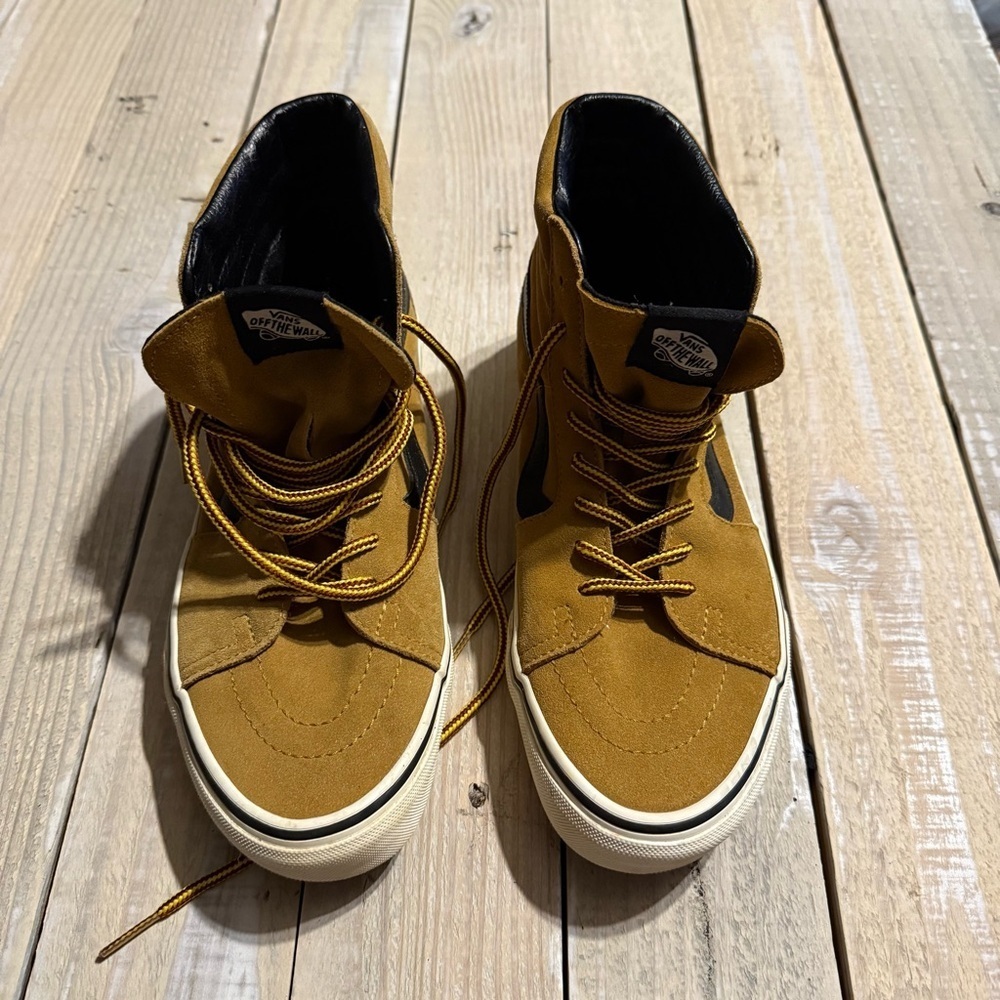 Vans SK8-Hi Off The Wall Mens 7 Womens 8.5 Brown Black High Top Skater Sneakers - Picture 2 of 5